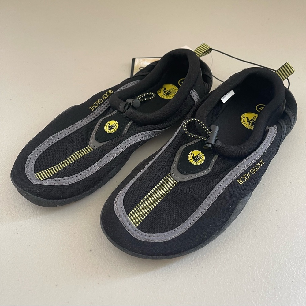 🆕 BODY GLOVE Riptide Water Aqua Shoes Boys 4 Black/Yellow NWT
